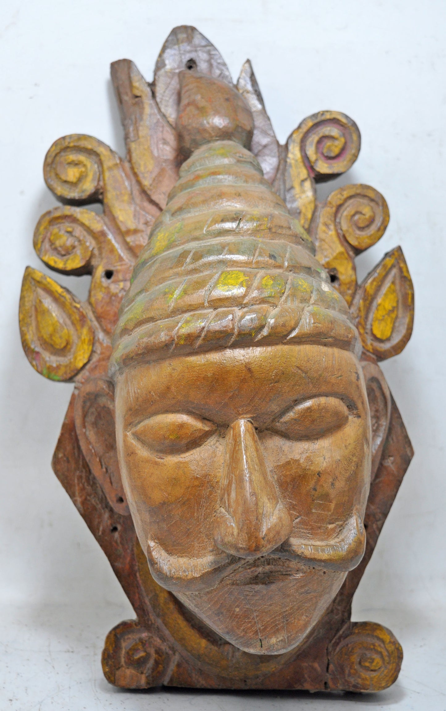 Antique Wooden Wall Hanging Man Head Bust Figurine Original Old Hand Carved