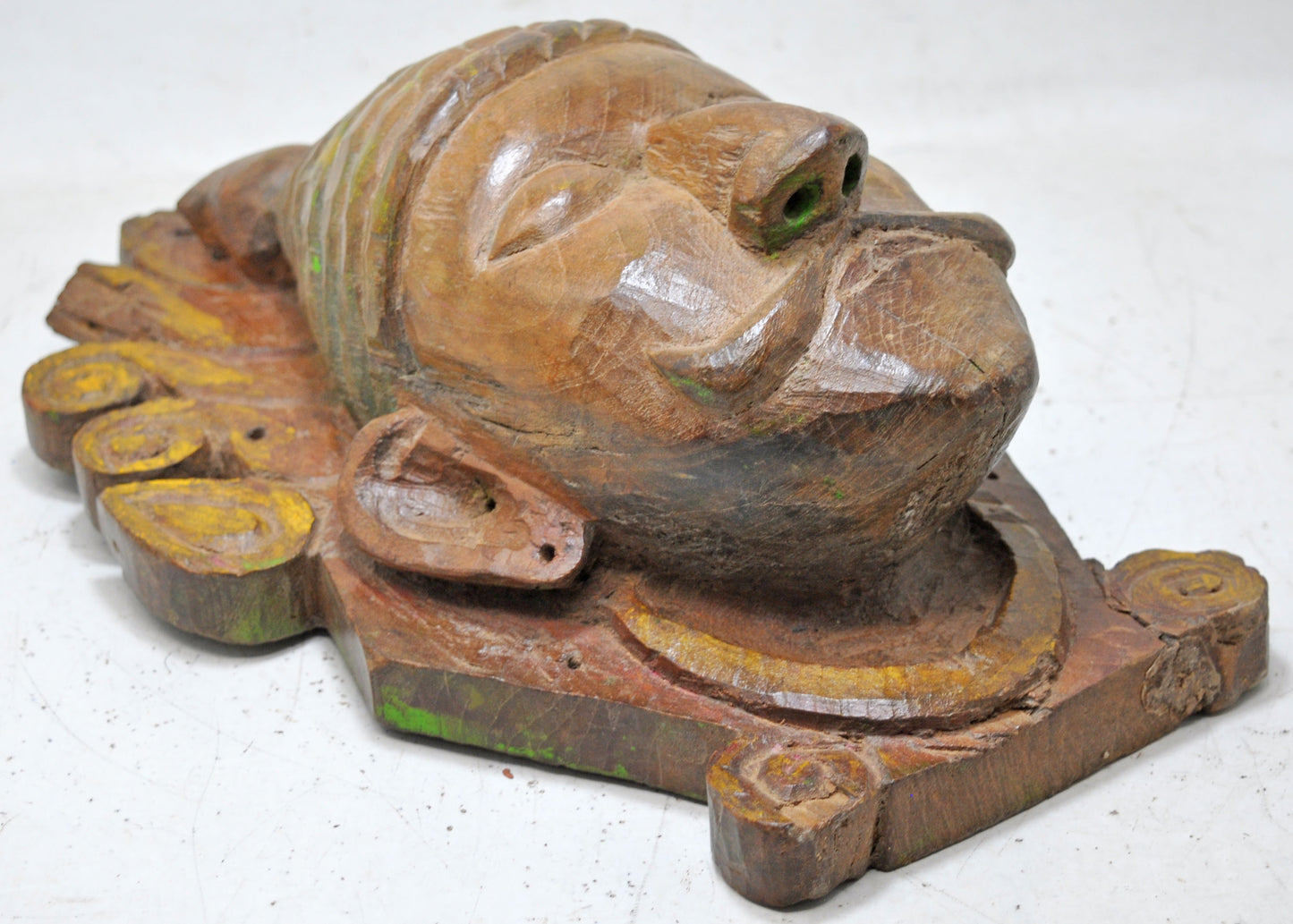 Antique Wooden Wall Hanging Man Head Bust Figurine Original Old Hand Carved