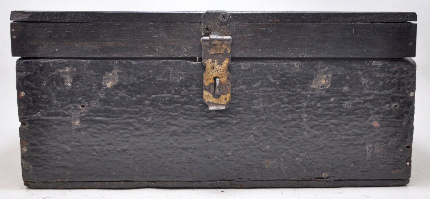 Antique Wooden Large Merchants Cash Chest Box Original Old Hand Crafted