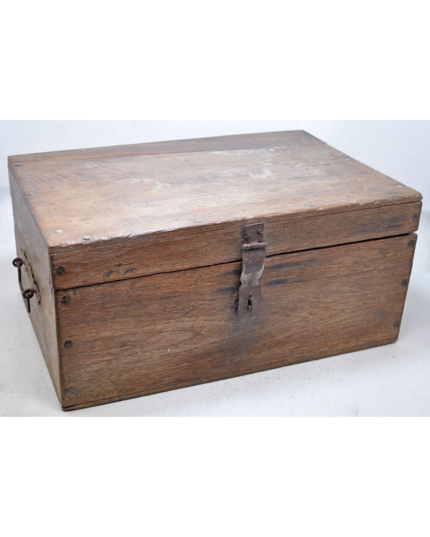 Antique Wooden Large Merchants Cash Chest Box Original Old Hand Crafted