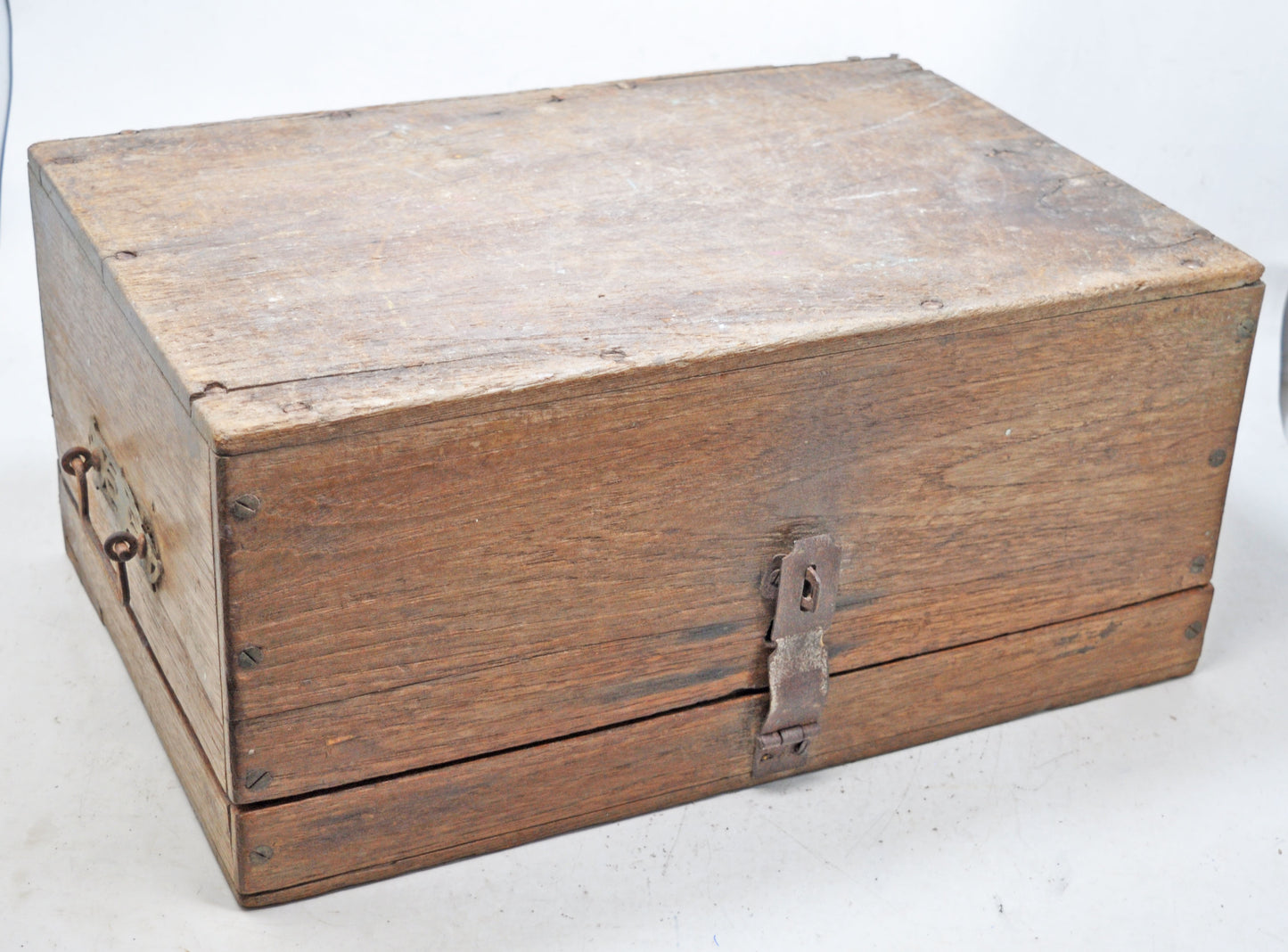 Antique Wooden Large Merchants Cash Chest Box Original Old Hand Crafted