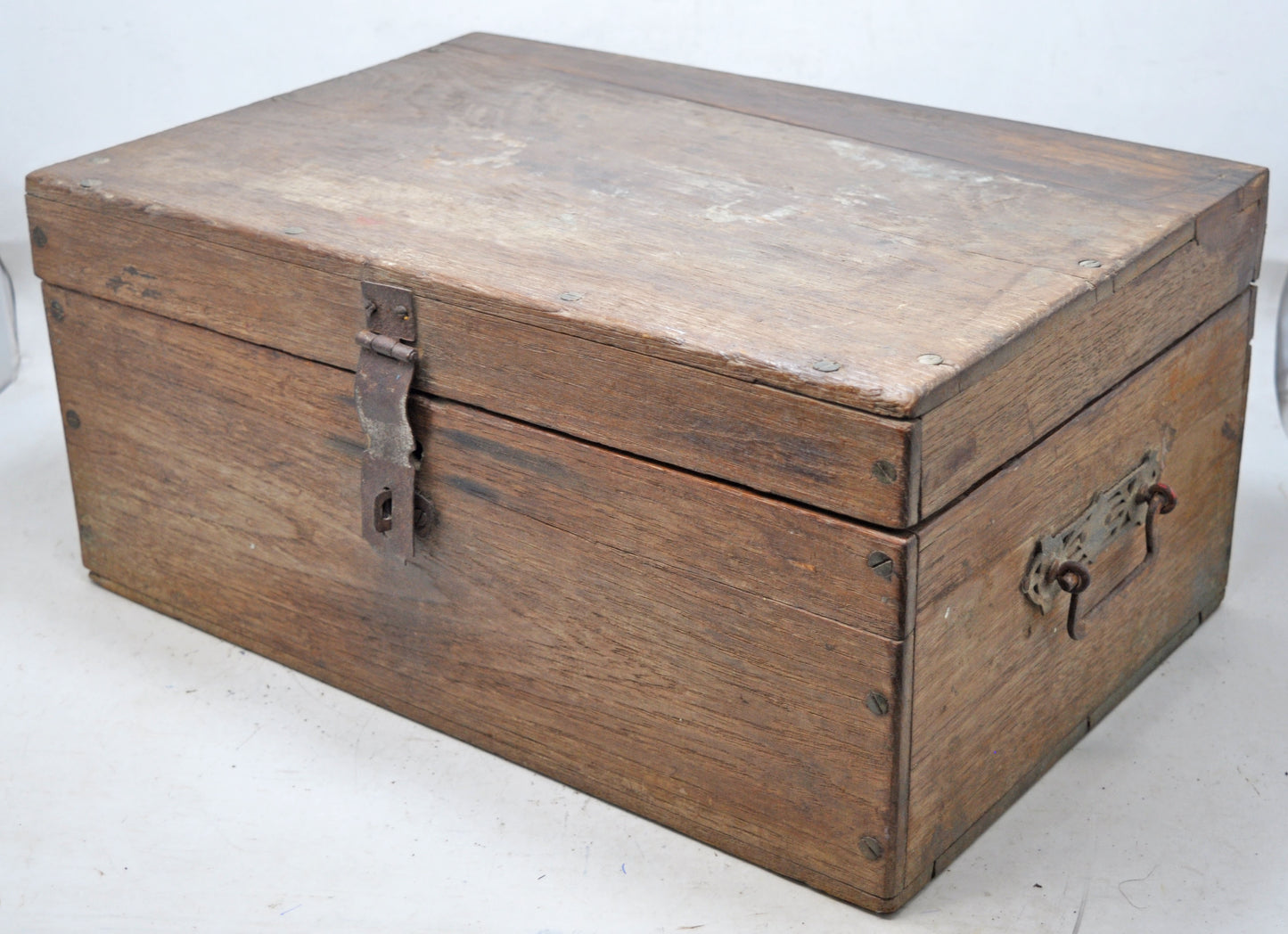 Antique Wooden Large Merchants Cash Chest Box Original Old Hand Crafted