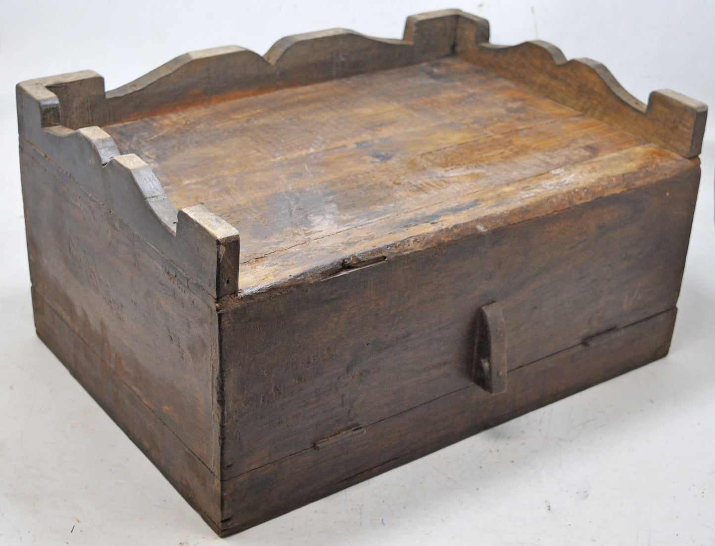Antique Wooden Large Merchants Cash Chest Box Original Old Hand Crafted