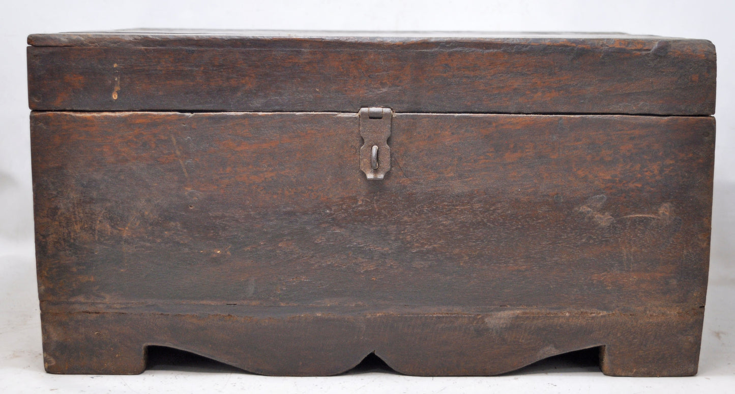 Antique Wooden Large Merchants Cash Chest Box Original Old Hand Crafted