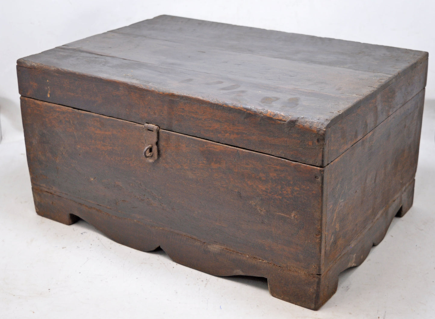 Antique Wooden Large Merchants Cash Chest Box Original Old Hand Crafted