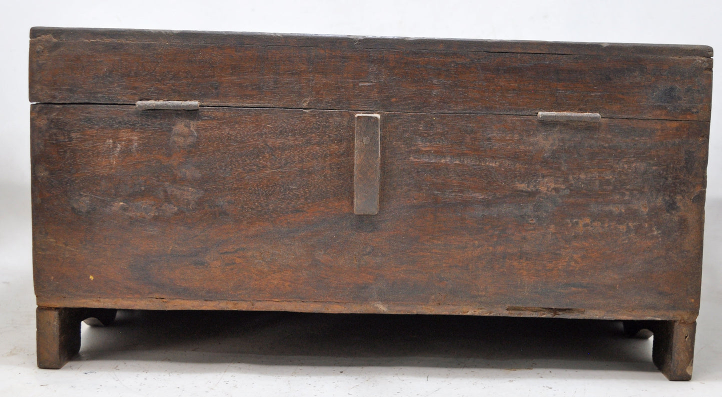 Antique Wooden Large Merchants Cash Chest Box Original Old Hand Crafted
