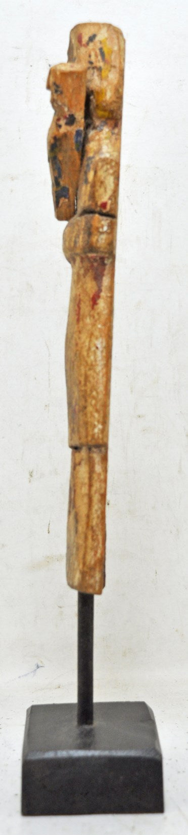 Antique Wooden Woman Musician Figurine Original Old Hand Carved