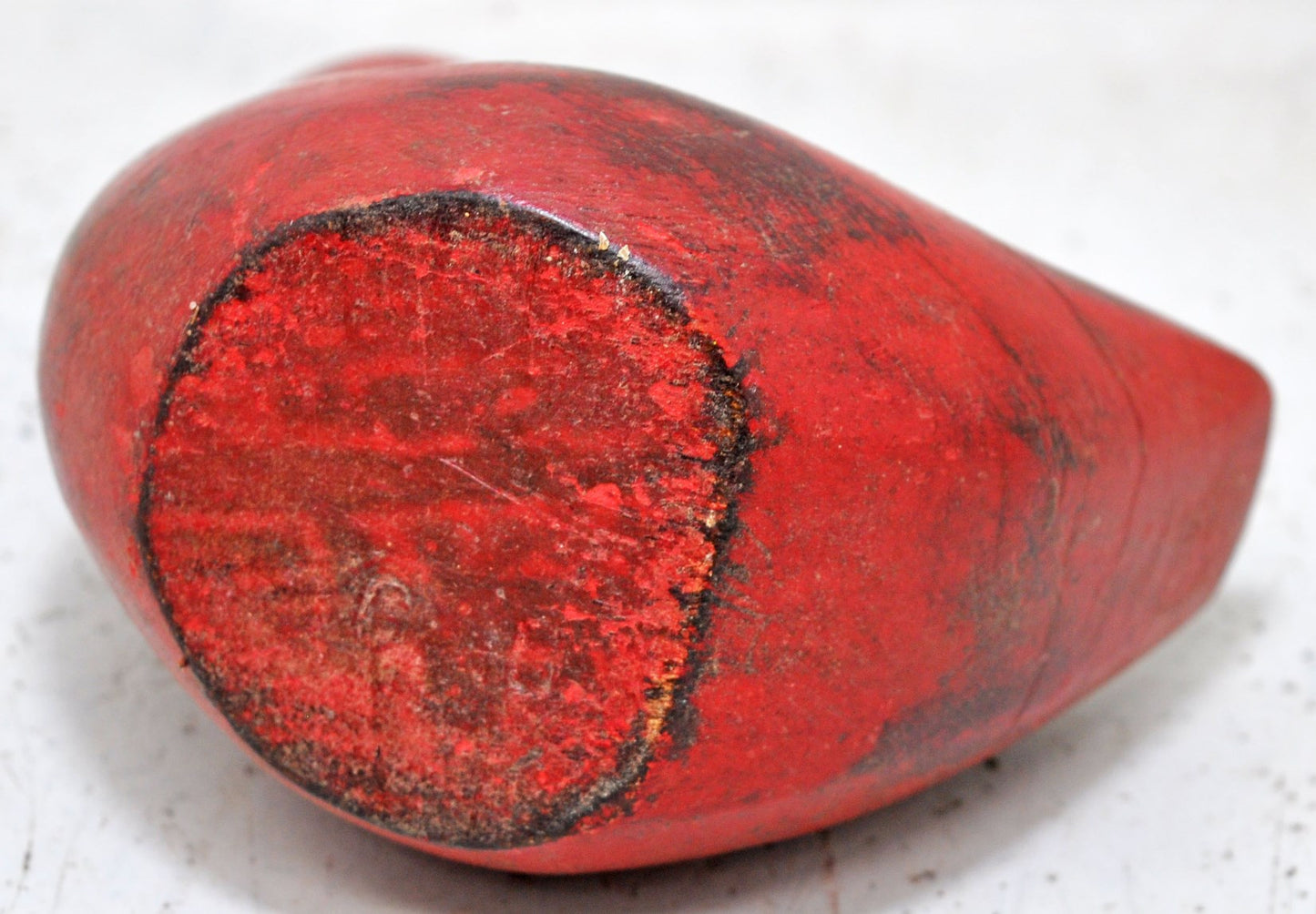 Hand Carved Wooden Duck Figurine Red Painted