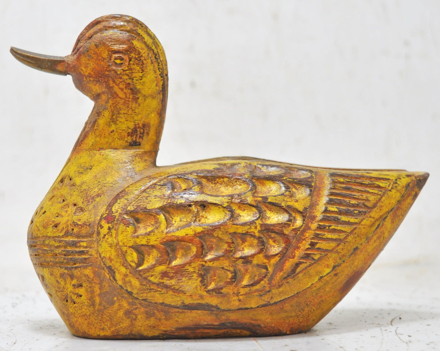 Vintage Wooden Bird Figurine Original Old Hand Carved Painted