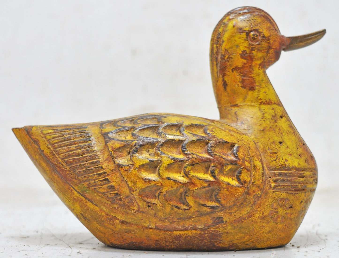 Vintage Wooden Bird Figurine Original Old Hand Carved Painted