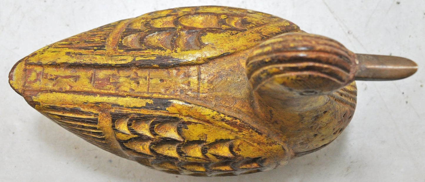 Vintage Wooden Bird Figurine Original Old Hand Carved Painted