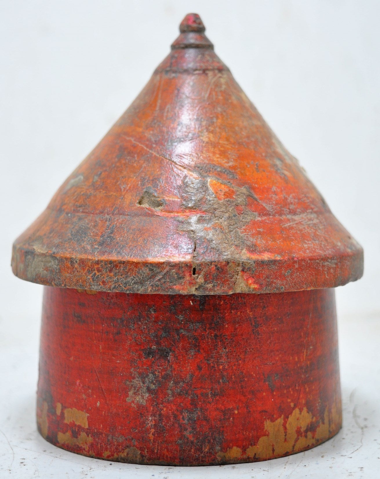 Antique Wooden Lacquer Painted Kum Kum Powder Tika Box Original Old Hand Carved