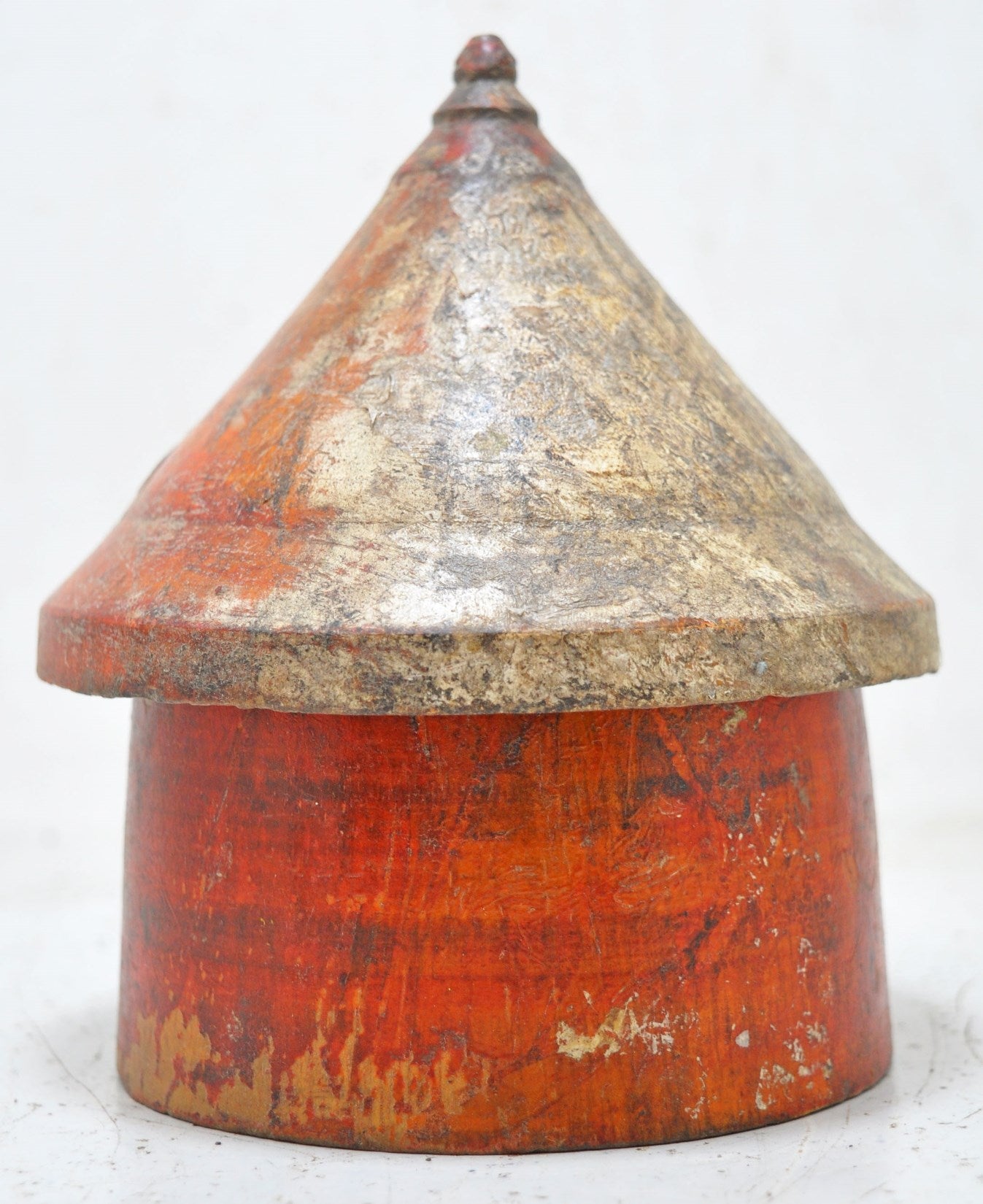 Antique Wooden Lacquer Painted Kum Kum Powder Tika Box Original Old Hand Carved