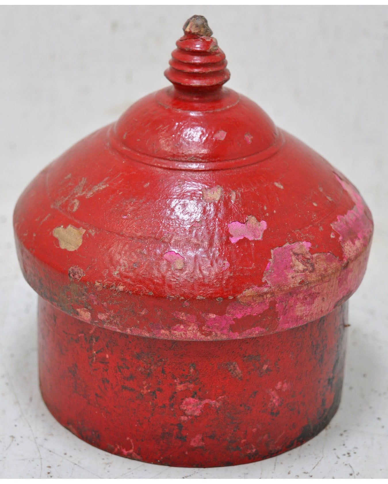 Antique Wooden Lacquer Painted Kum Kum Powder Tika Box Original Old Hand Carved