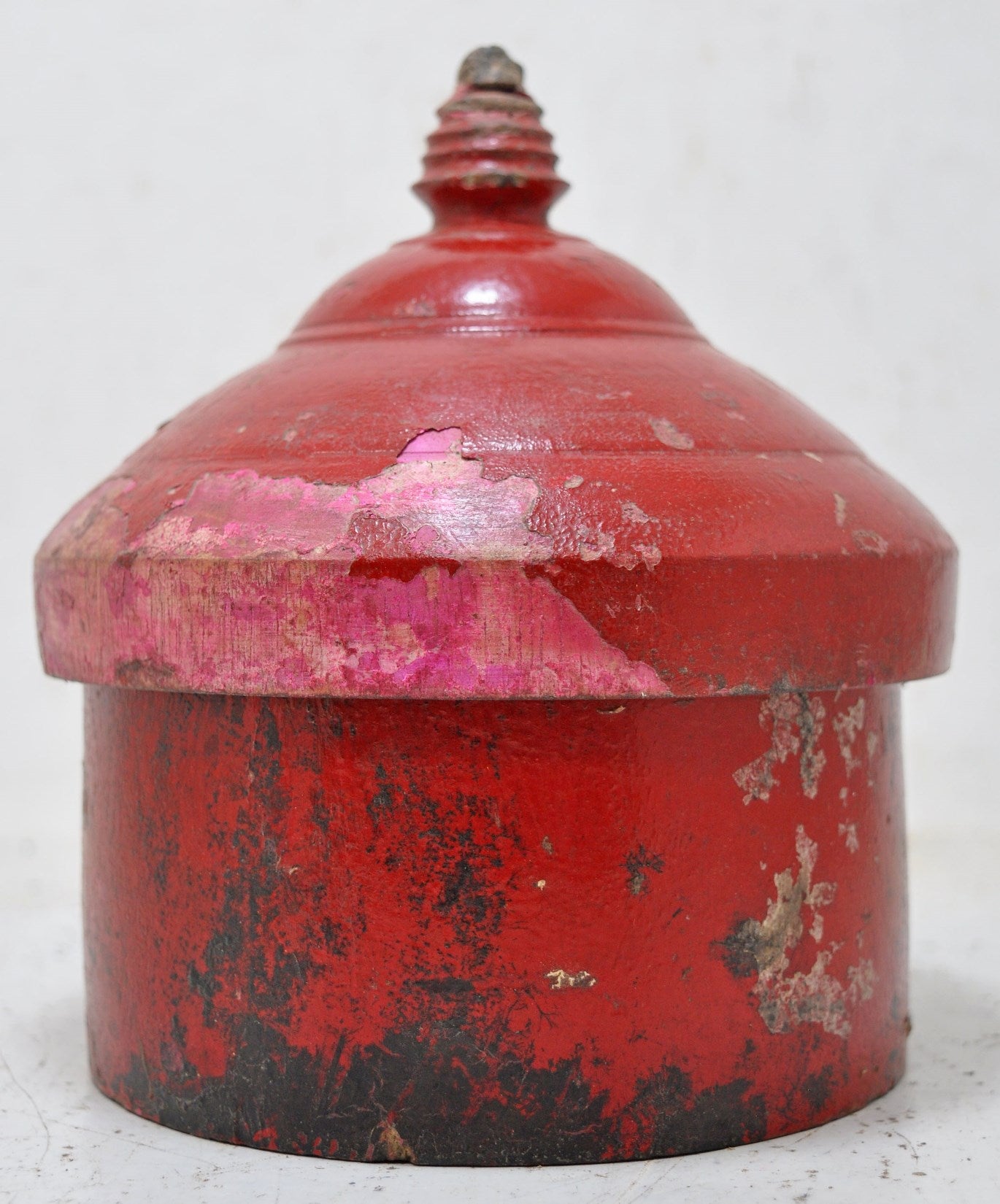 Antique Wooden Lacquer Painted Kum Kum Powder Tika Box Original Old Hand Carved