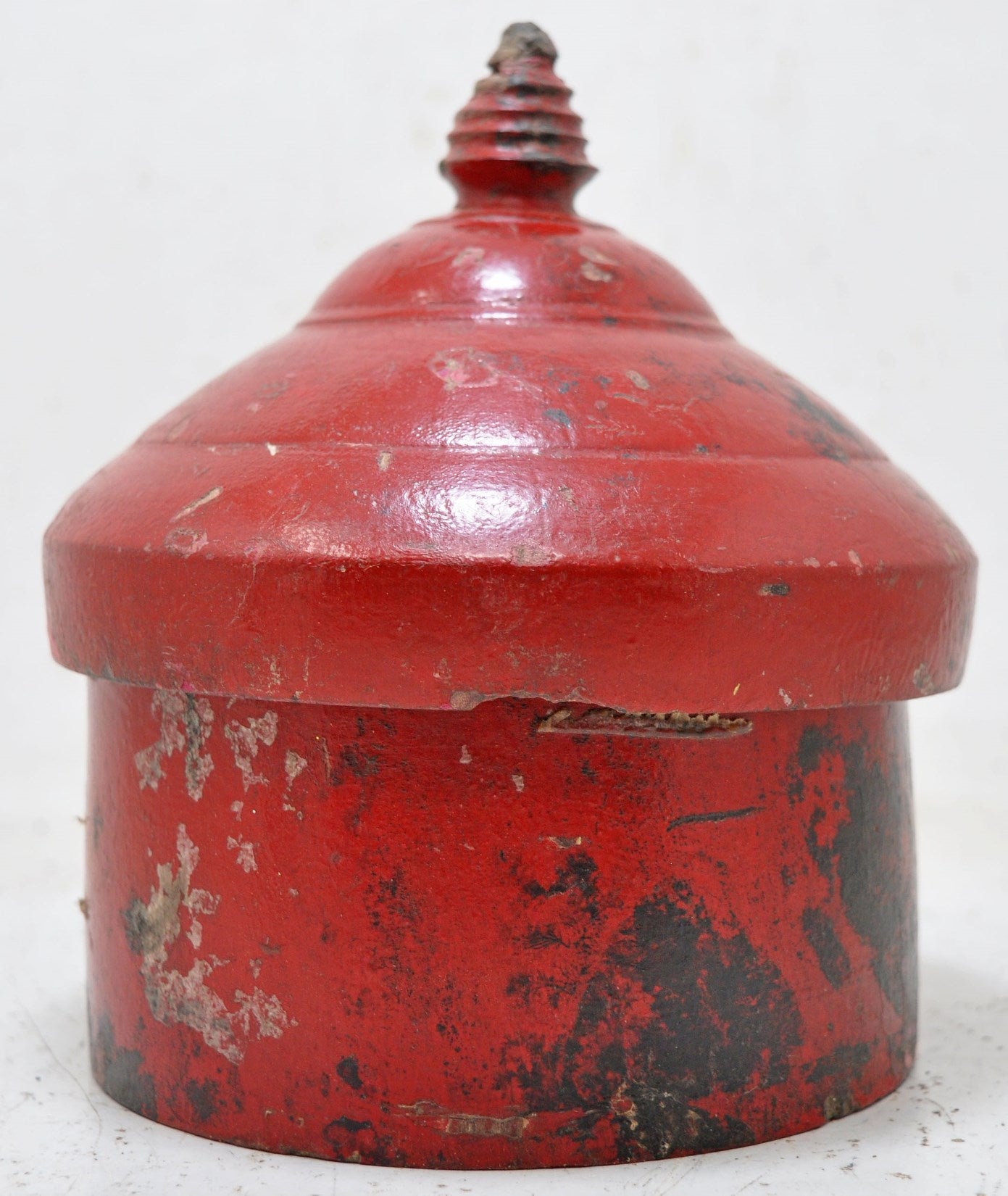 Antique Wooden Lacquer Painted Kum Kum Powder Tika Box Original Old Hand Carved