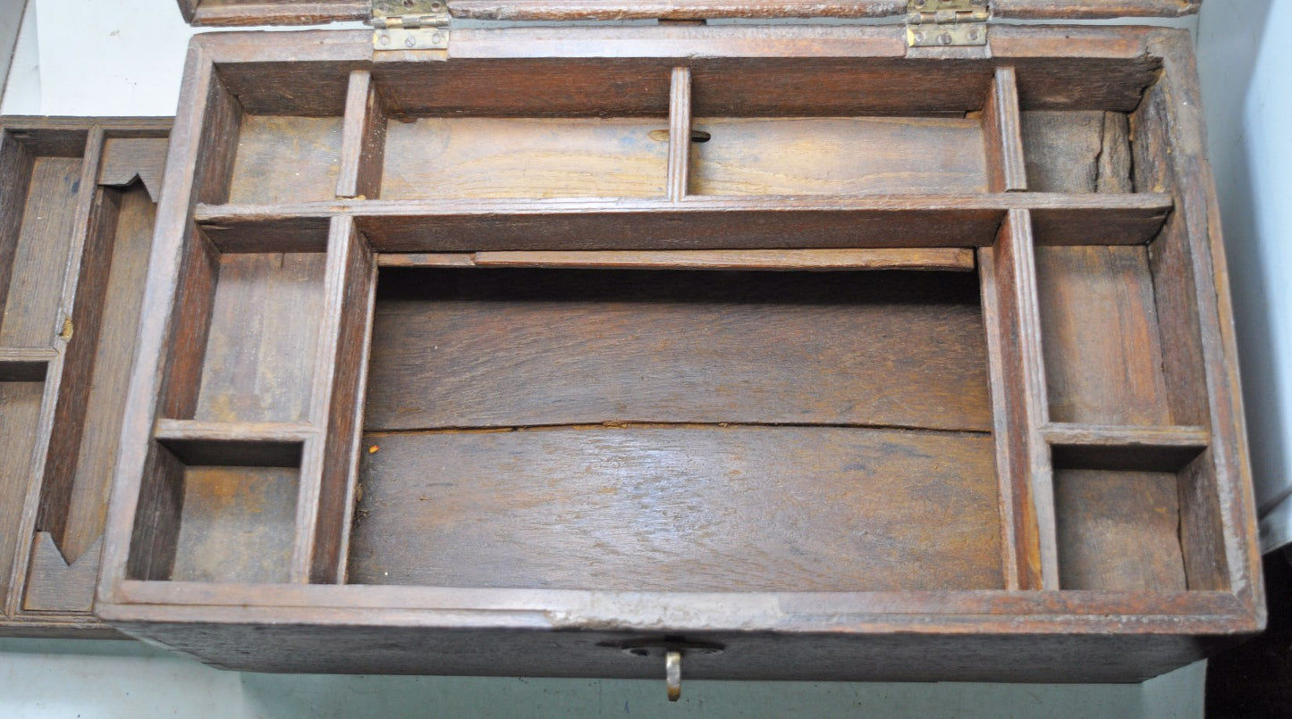 Antique Wooden Large Shopkeepers Cash Money Chest Box Original Old Hand Crafted