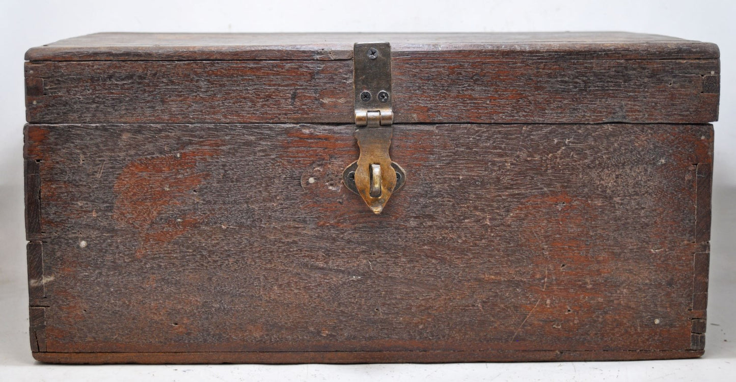 Antique Wooden Large Shopkeepers Cash Money Chest Box Original Old Hand Crafted