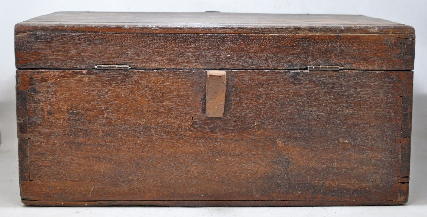 Antique Wooden Large Shopkeepers Cash Money Chest Box Original Old Hand Crafted