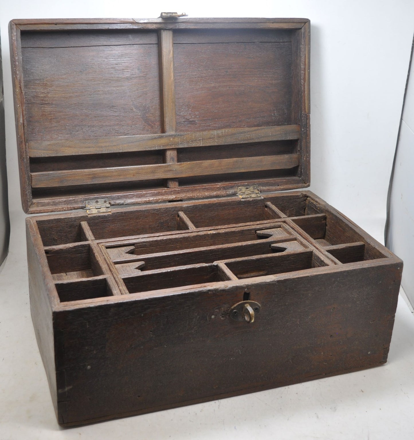 Antique Wooden Large Shopkeepers Cash Money Chest Box Original Old Hand Crafted