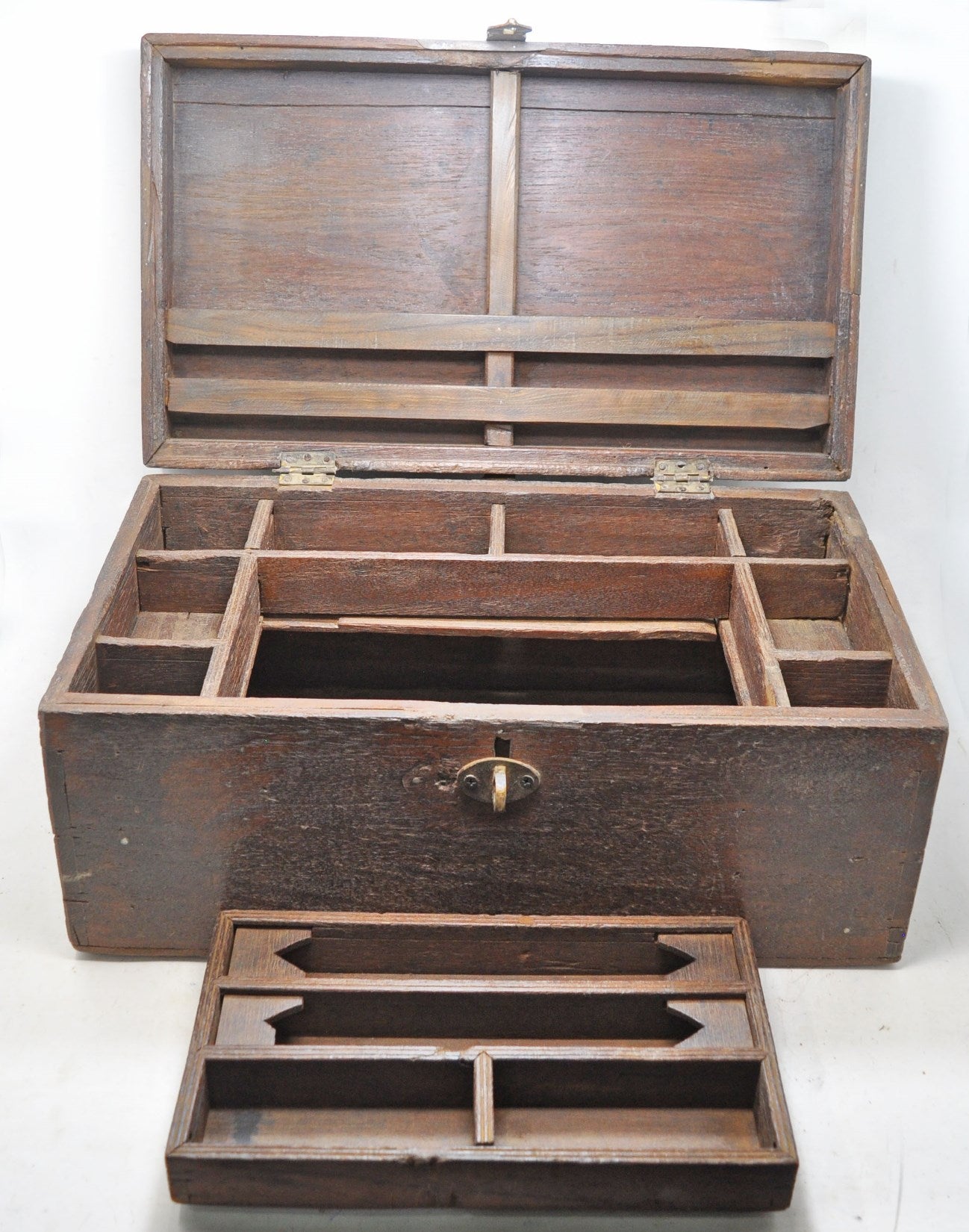 Antique Wooden Large Shopkeepers Cash Money Chest Box Original Old Hand Crafted