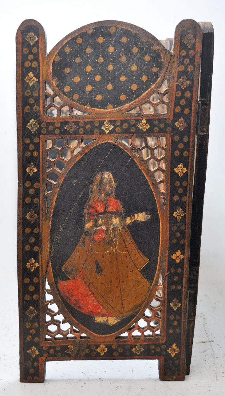 Vintage Wooden Small Desk Partition Screen Original Old Hand Carved Fine Painted