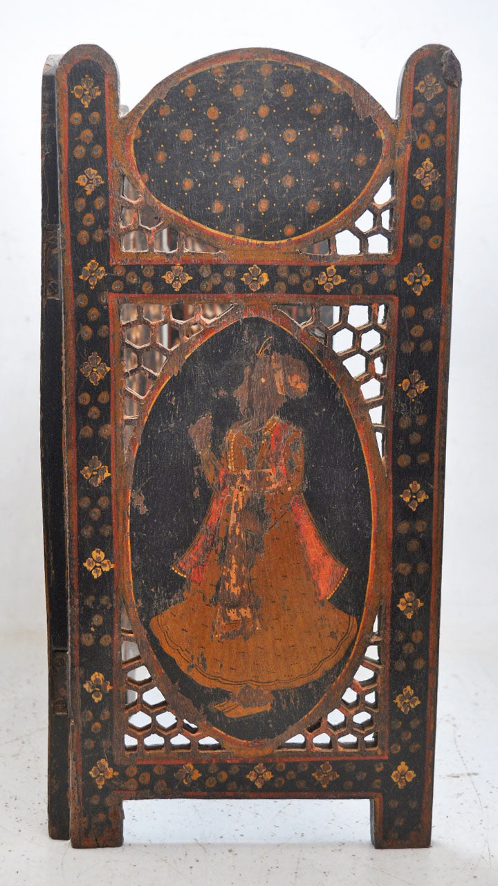 Vintage Wooden Small Desk Partition Screen Original Old Hand Carved Fine Painted