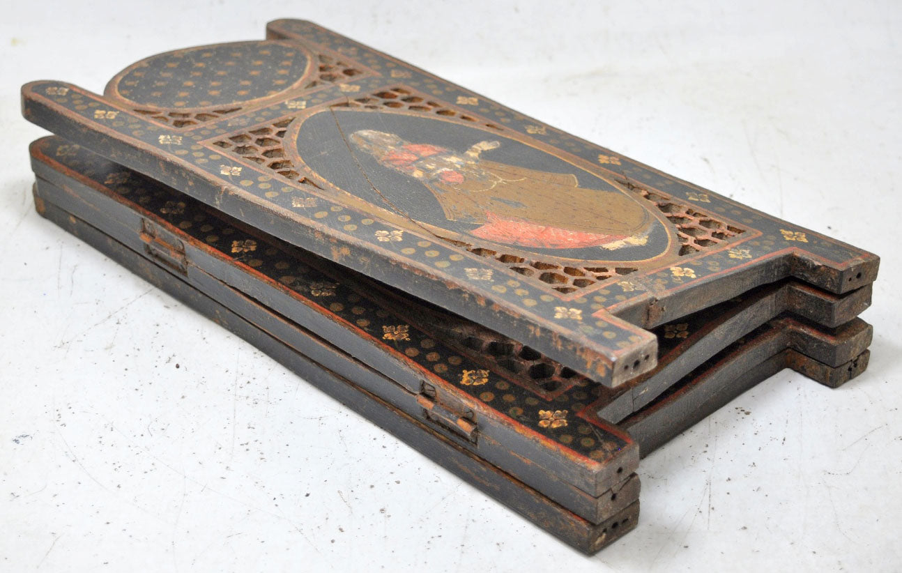 Vintage Wooden Small Desk Partition Screen Original Old Hand Carved Fine Painted