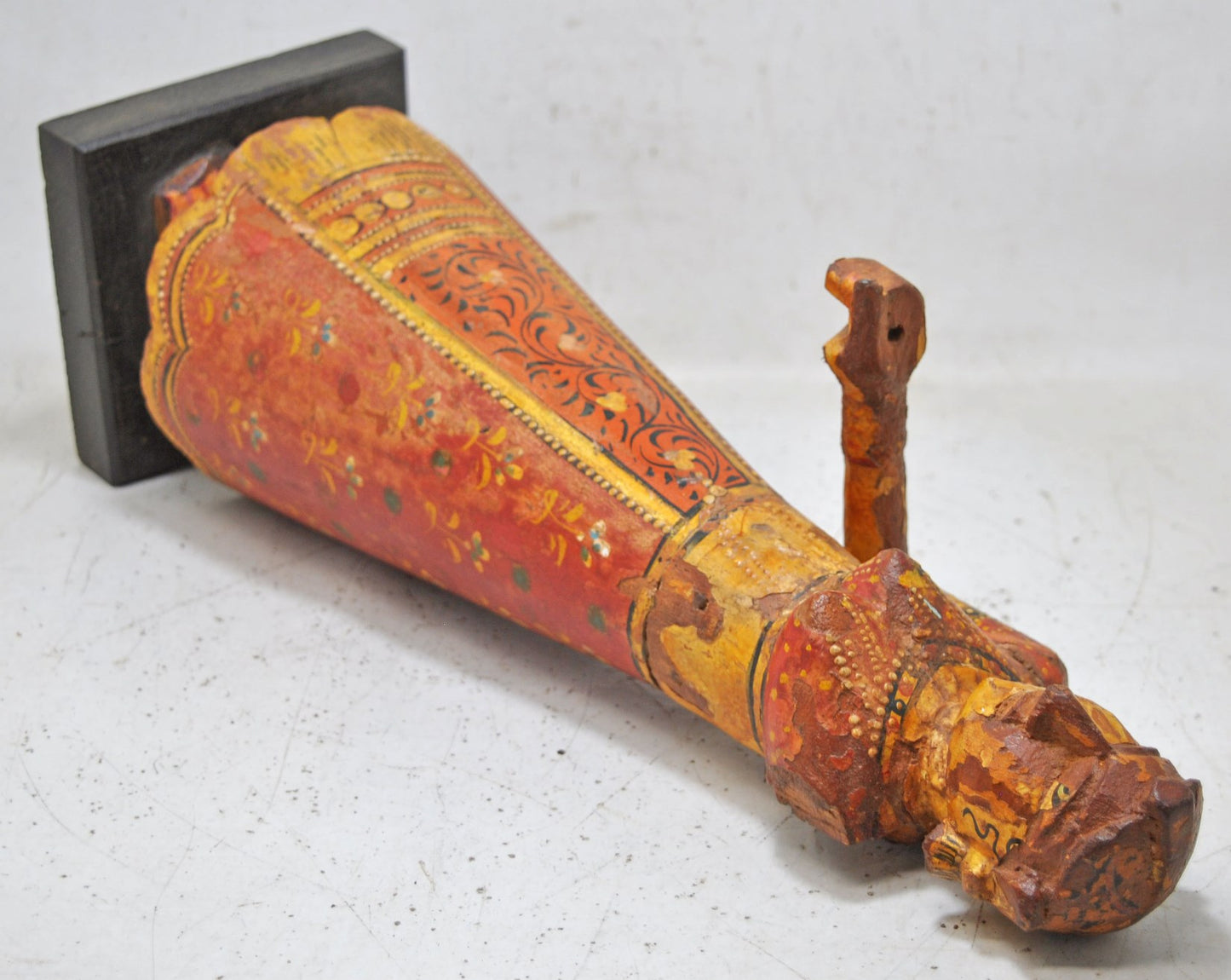Antique Wooden Goddess Gangaur Idol Figurine Original Old Hand Carved Painted