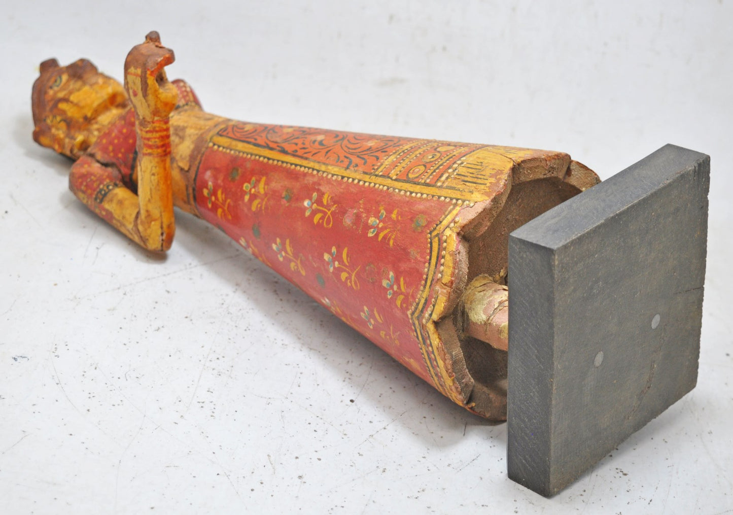 Antique Wooden Goddess Gangaur Idol Figurine Original Old Hand Carved Painted
