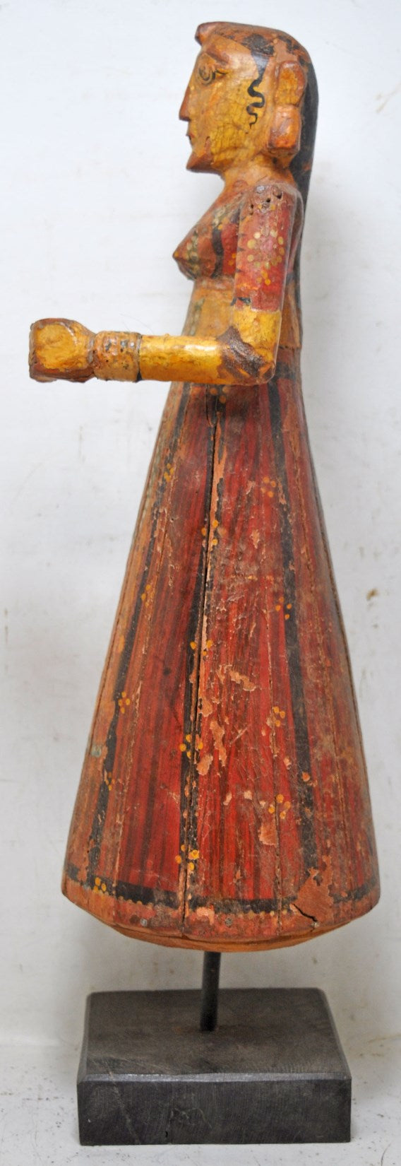 Antique Wooden Goddess Gangaur Idol Figurine Original Old Hand Carved Painted
