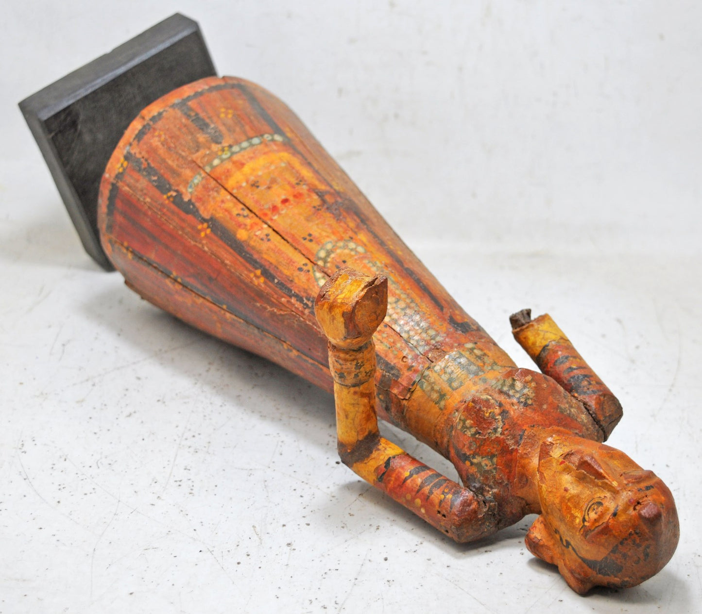 Antique Wooden Goddess Gangaur Idol Figurine Original Old Hand Carved Painted