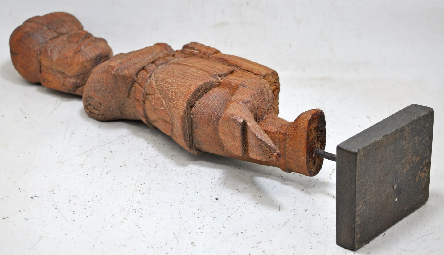 Antique Wooden Large Watchman Statue Figurine Original Old Fine Hand Carved
