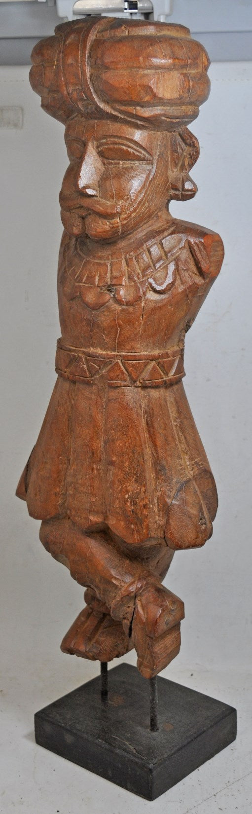 Antique Wooden Large Watchman Statue Figurine Original Old Fine Hand Carved
