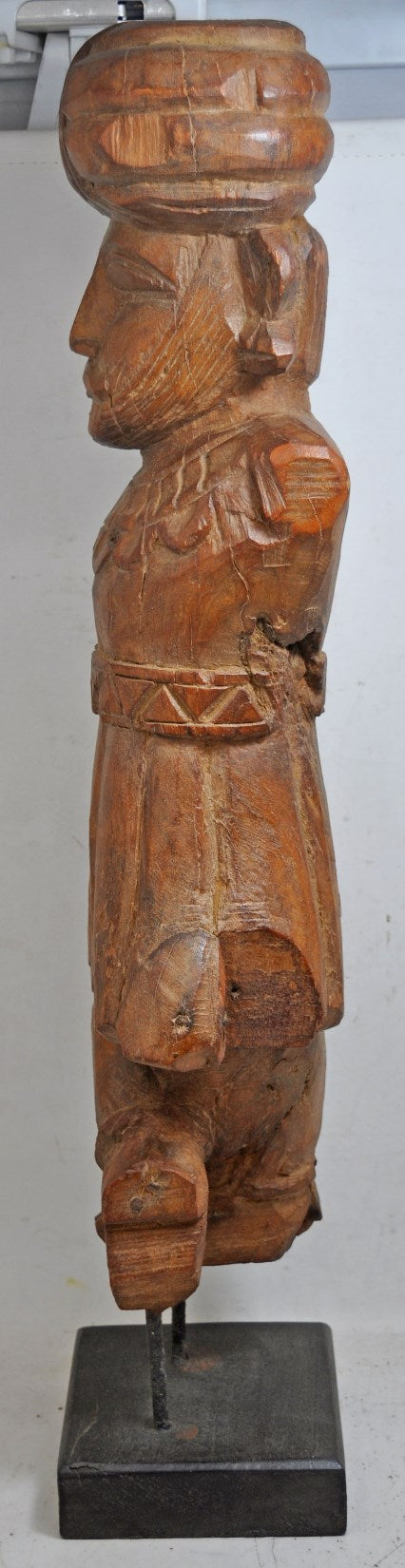 Antique Wooden Large Watchman Statue Figurine Original Old Fine Hand Carved