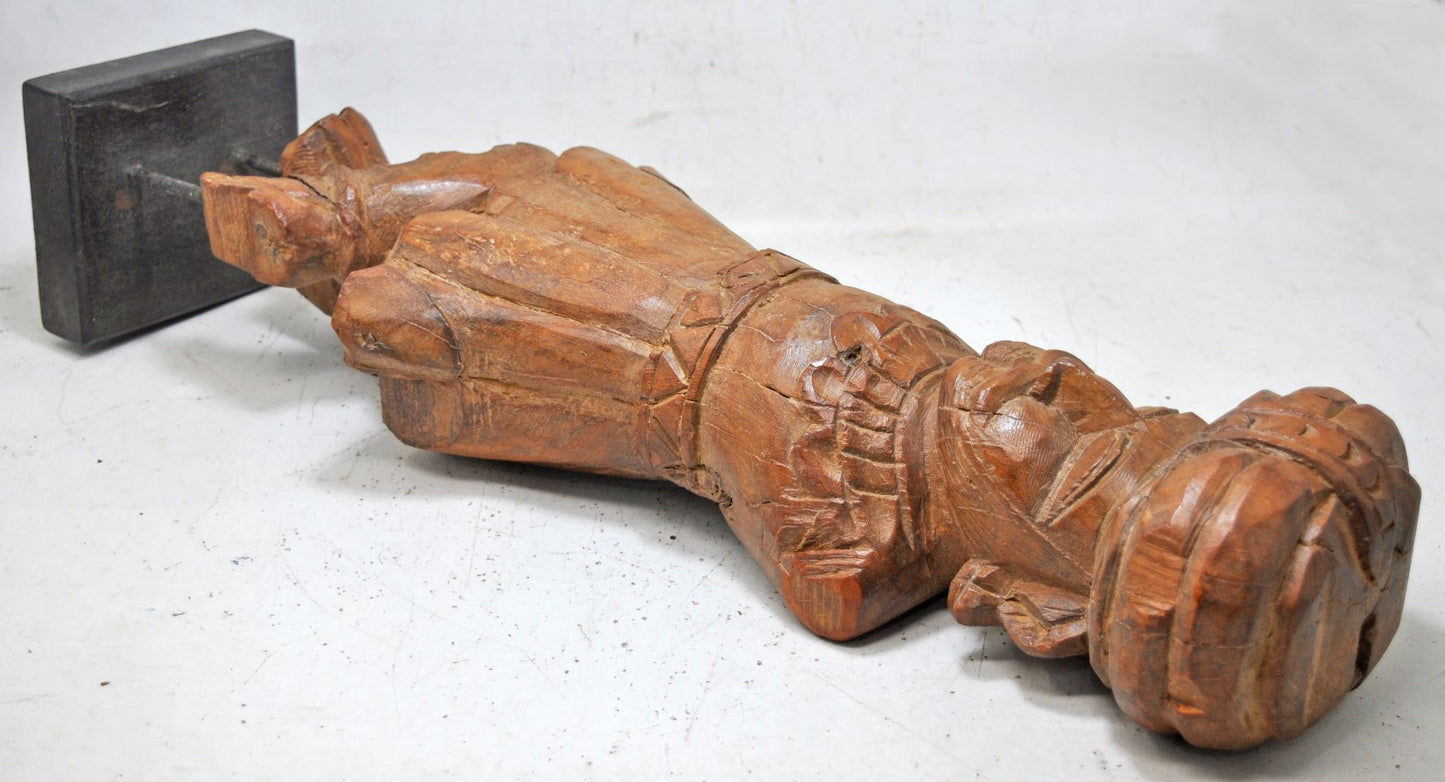 Antique Wooden Large Watchman Statue Figurine Original Old Fine Hand Carved