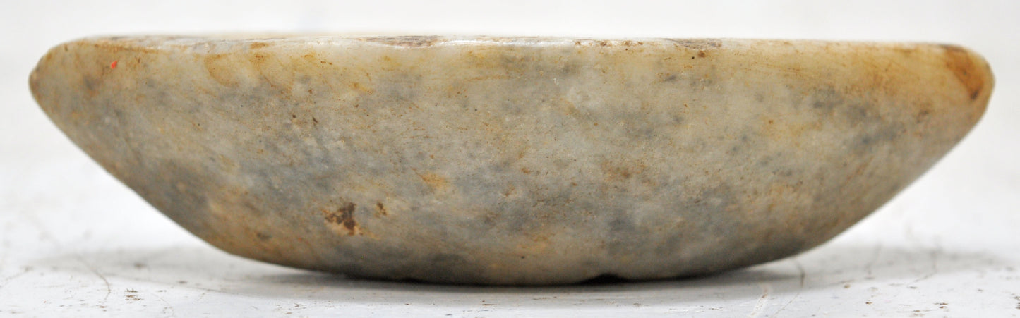 Antique White Marble Oval Opium Water Kharal Bowl Original Old Hand Carved