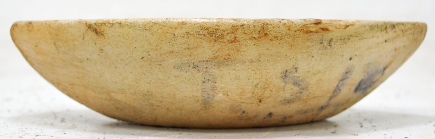 Antique White Marble Oval Opium Water Kharal Bowl Original Old Hand Carved