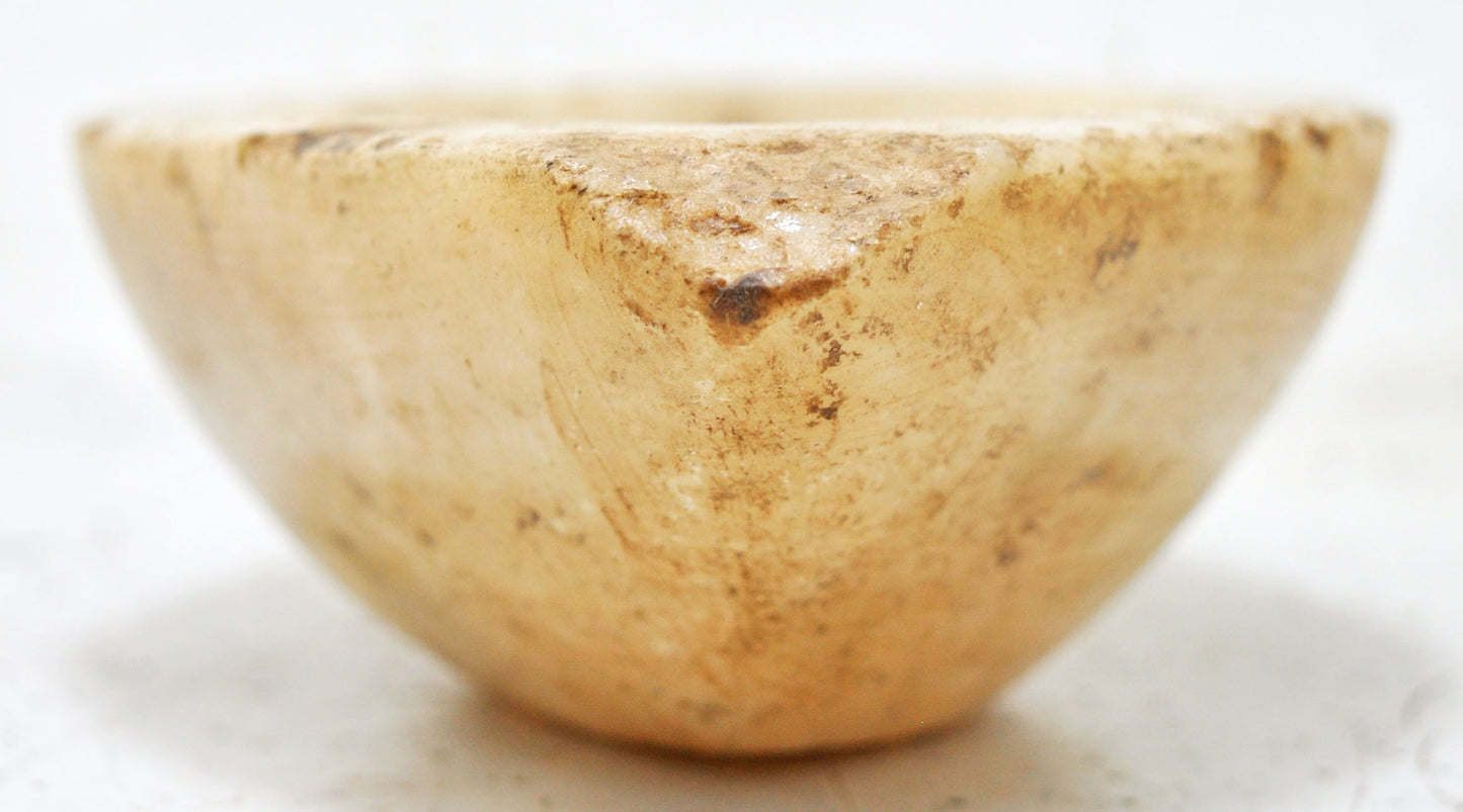 Antique White Marble Oval Opium Water Kharal Bowl Original Old Hand Carved