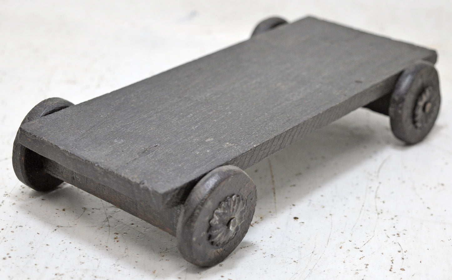 Vintage Wooden Small Service Tray on Wheels Original Old Hand Crafted