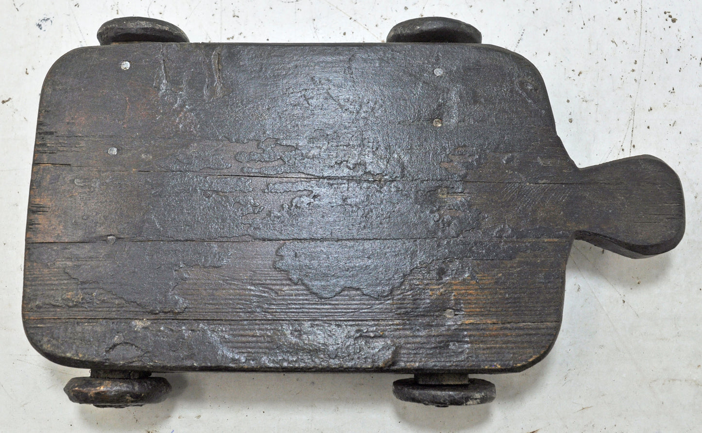 Vintage Wooden Small Service Tray on Wheels Original Old Hand Crafted