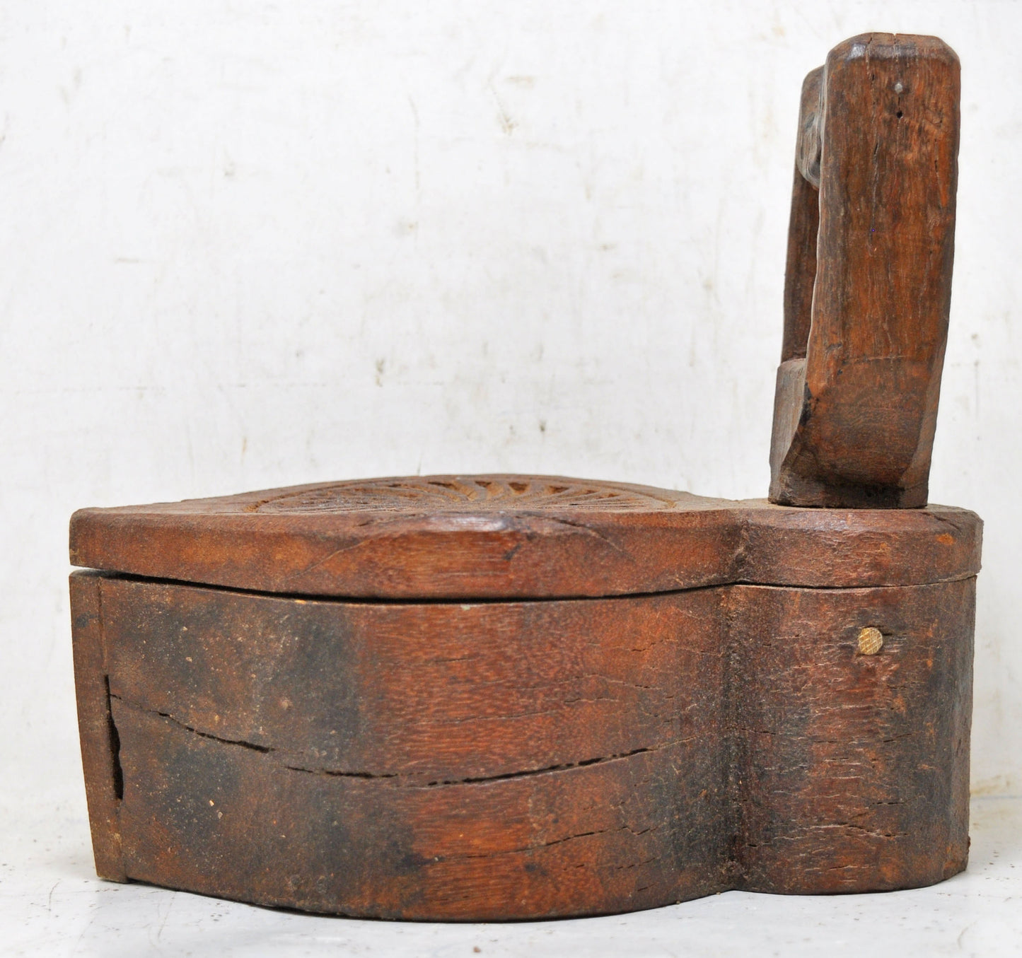 Antique Wooden Kitchenware Spice Box Original Old Fine Hand Carved