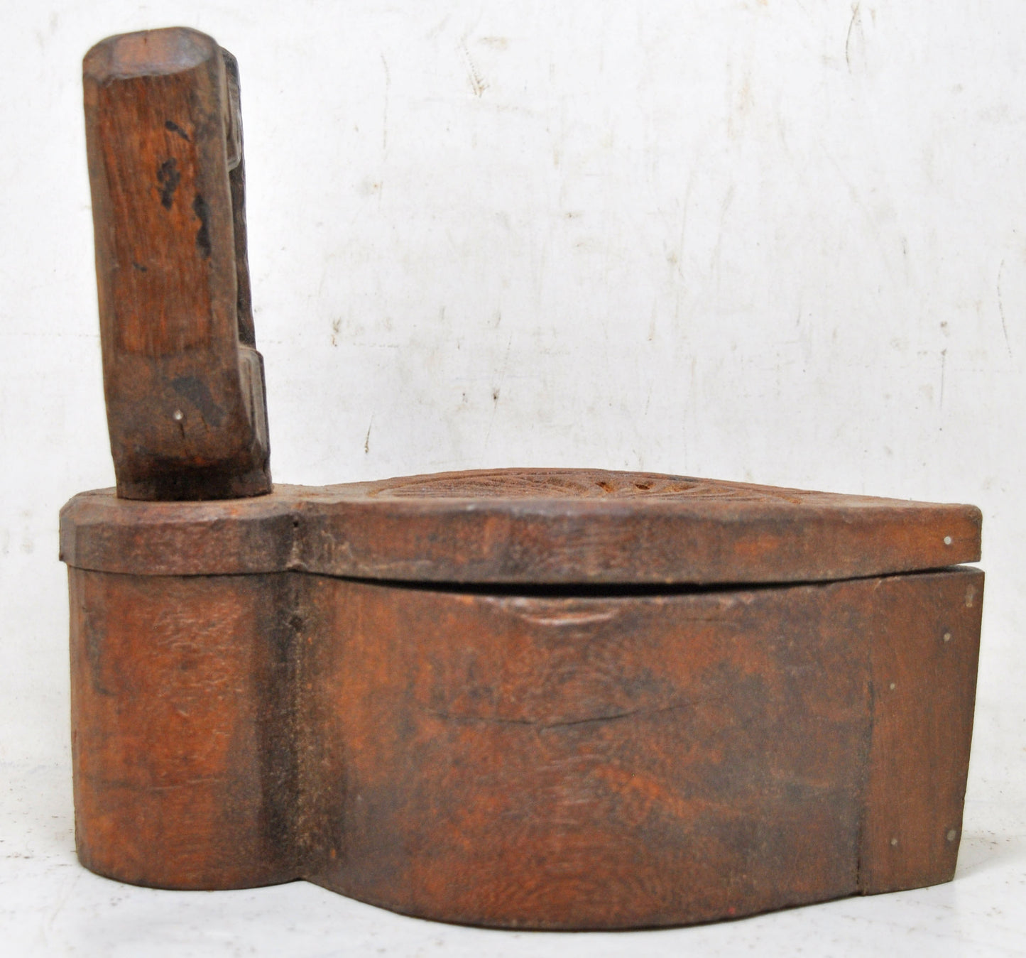 Antique Wooden Kitchenware Spice Box Original Old Fine Hand Carved