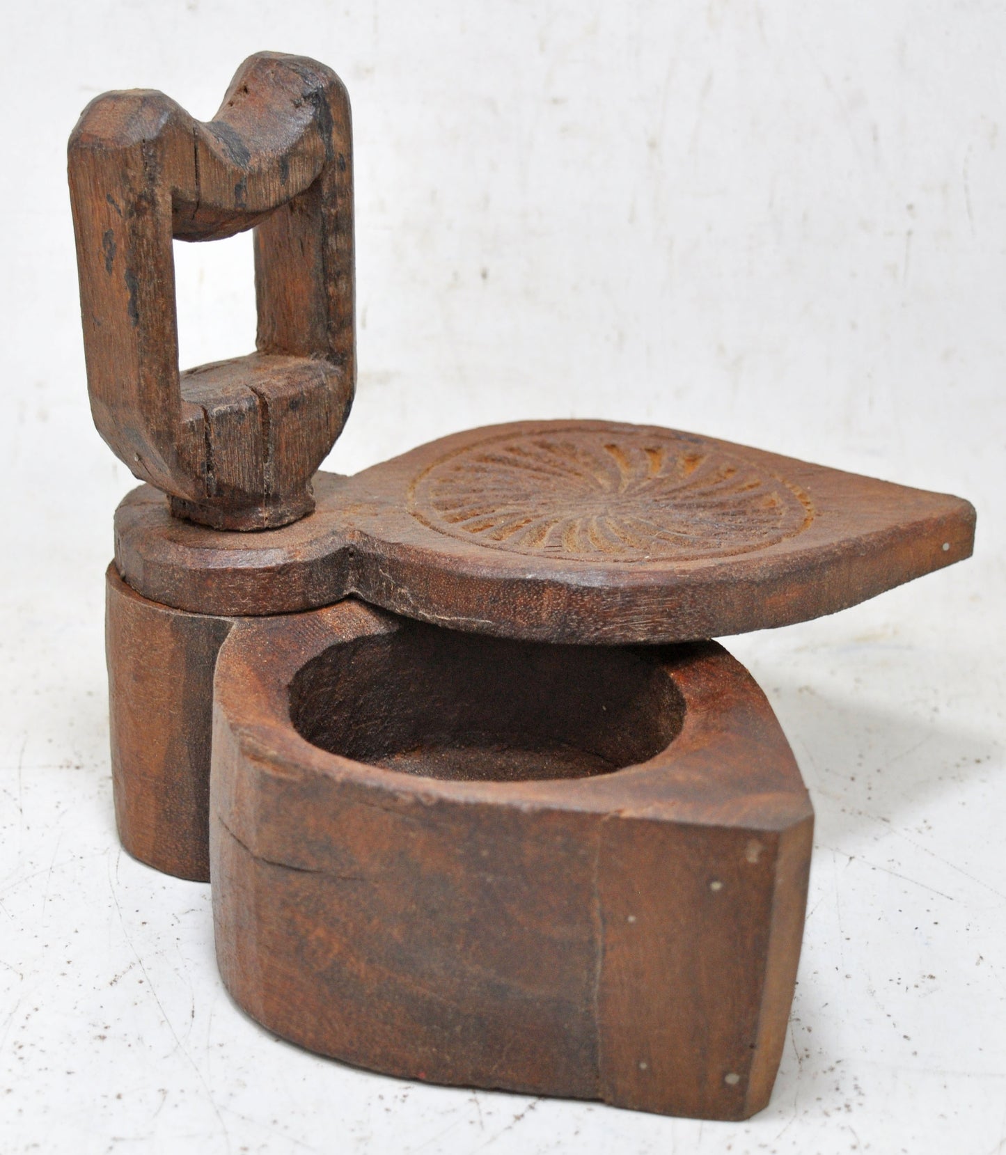 Antique Wooden Kitchenware Spice Box Original Old Fine Hand Carved