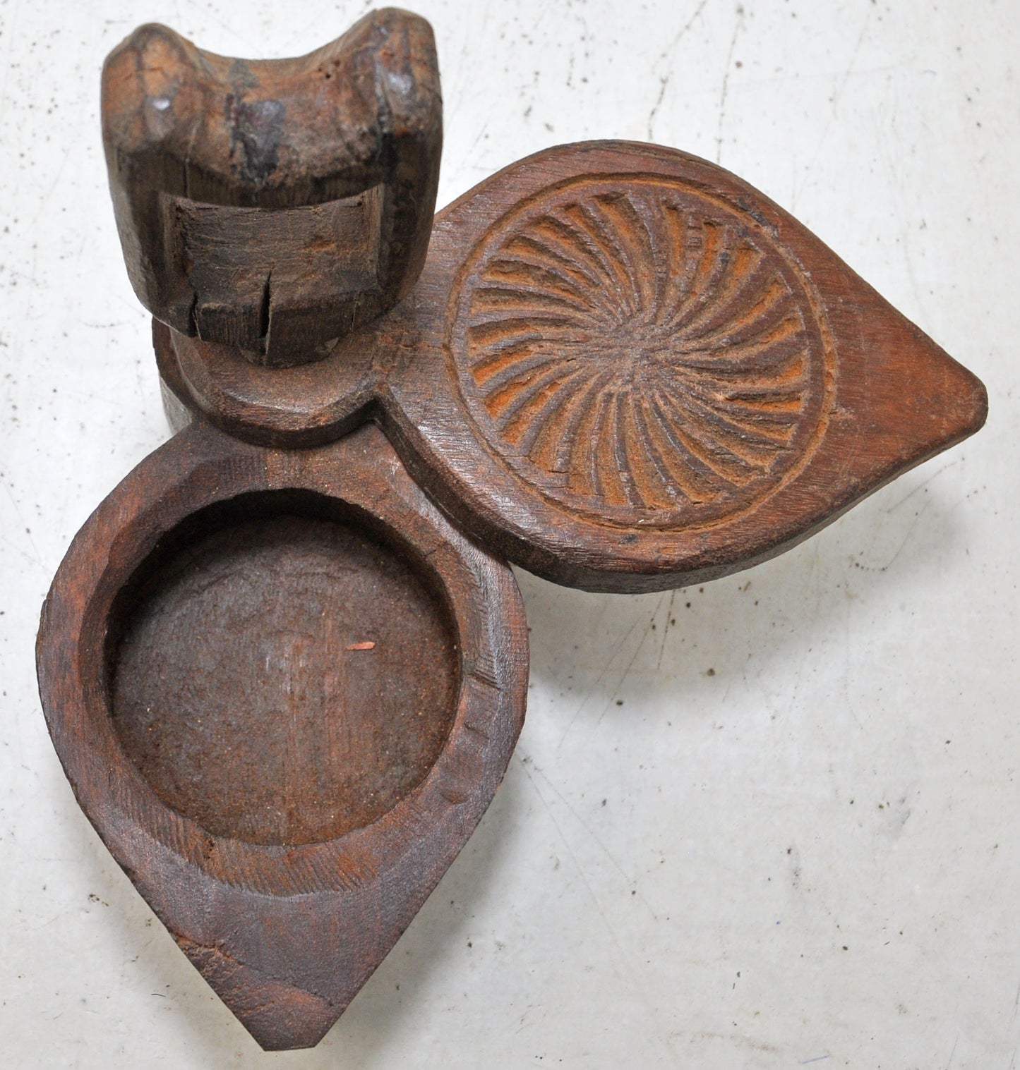 Antique Wooden Kitchenware Spice Box Original Old Fine Hand Carved