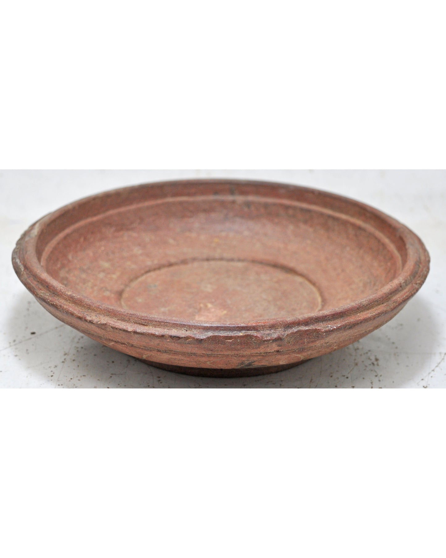 Antique Sand Stone Round Kitchenware Plate Original Old Hand Carved
