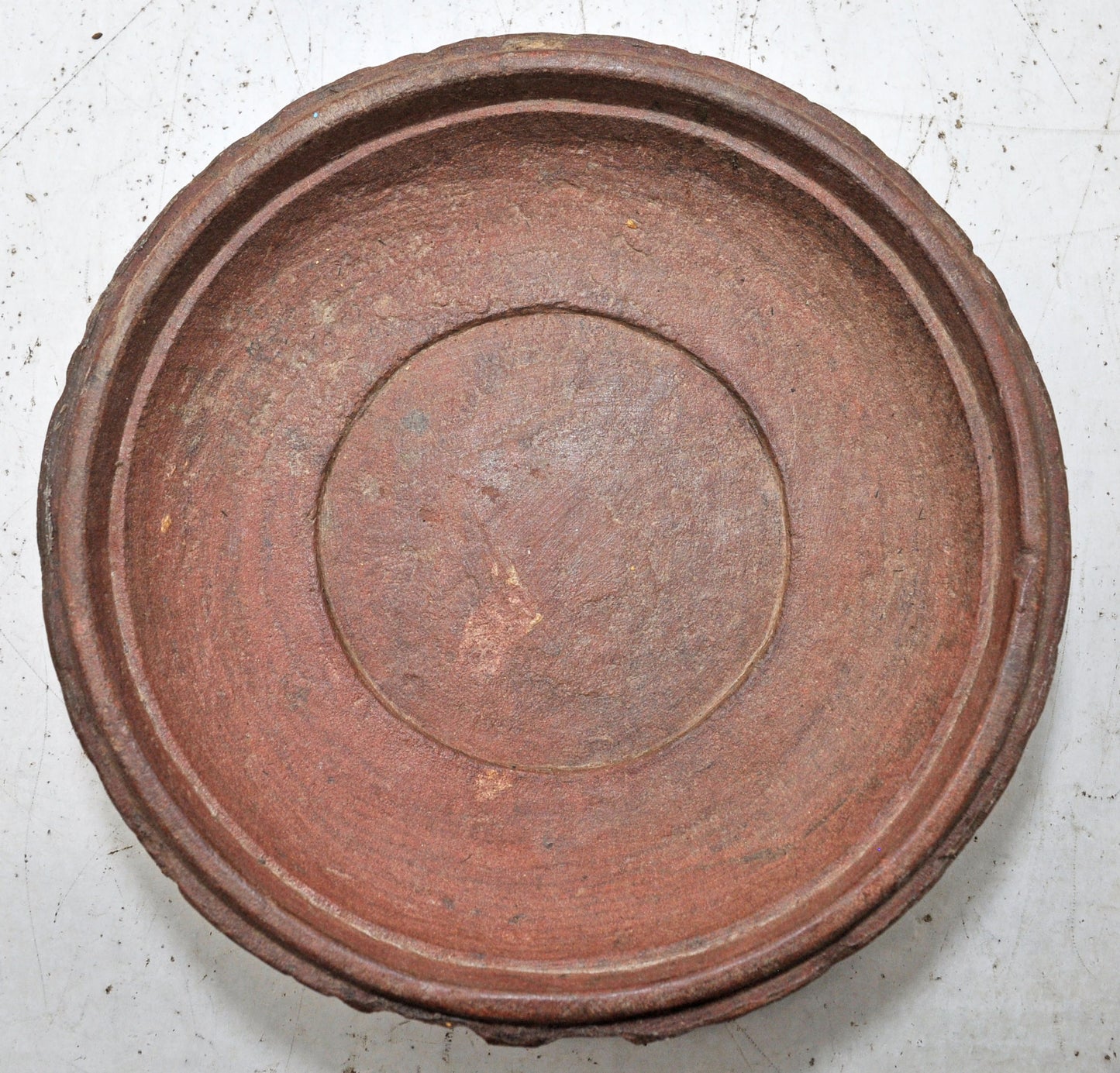 Antique Sand Stone Round Kitchenware Plate Original Old Hand Carved