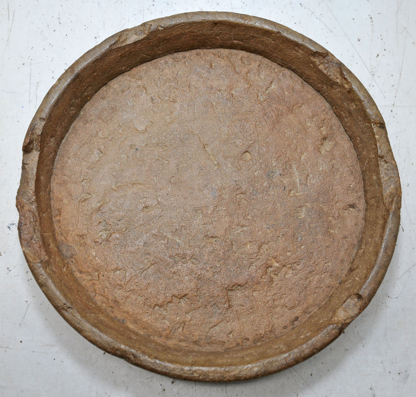 Antique Sand Stone Round Kitchenware Plate Original Old Hand Carved