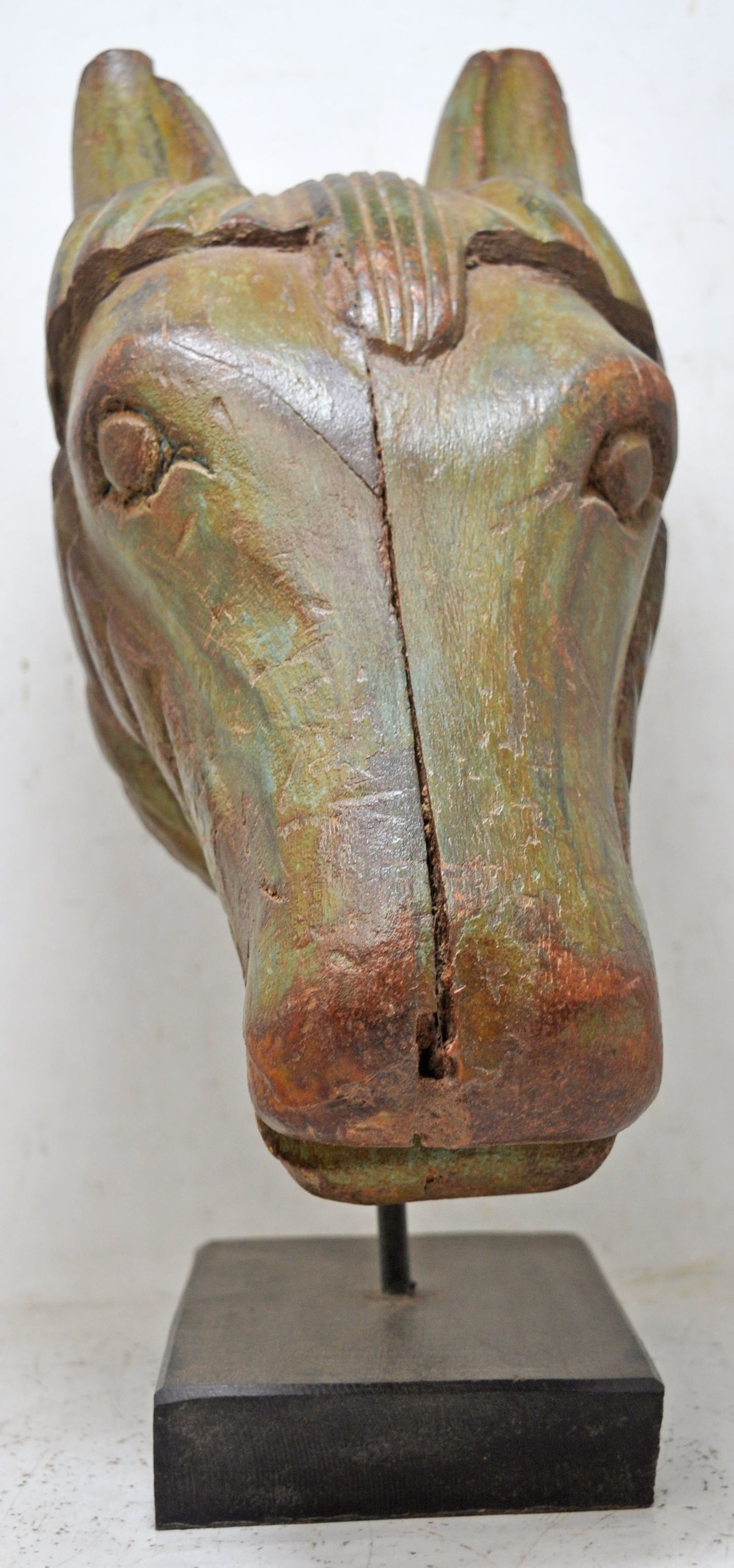 Antique Wooden Horse Head Bust Figurine Original Old Hand Carved