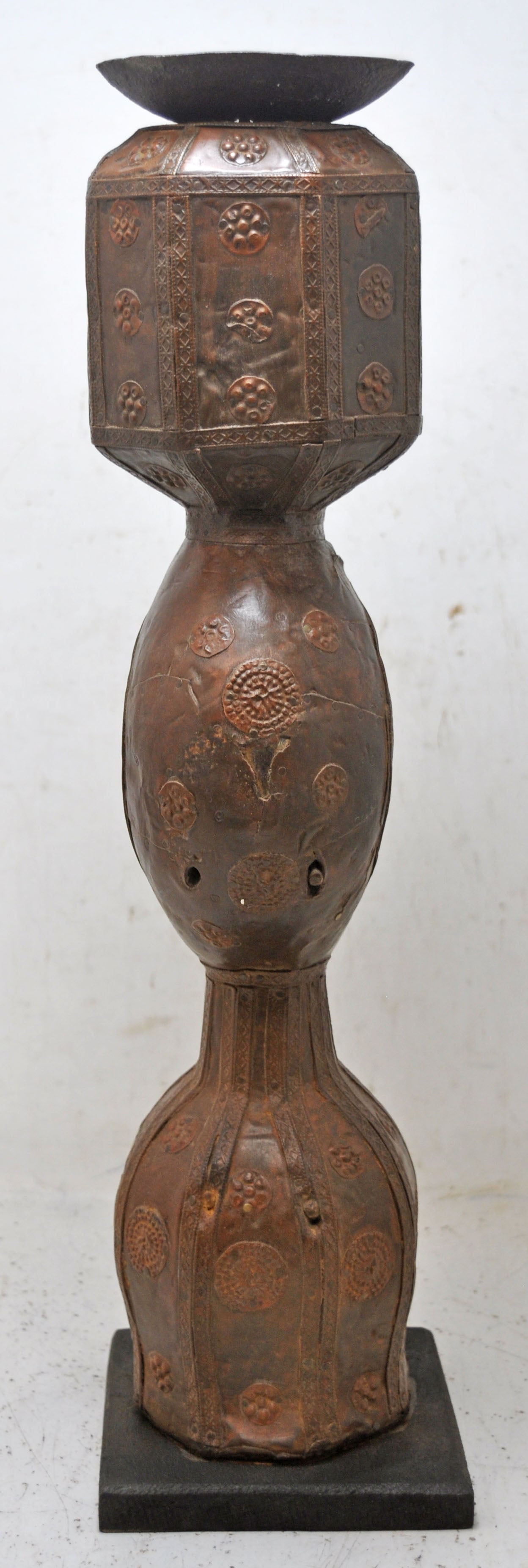 Antique Wooden Peacock Design Leg Candle Holder Stand Original Old Brass Fitted